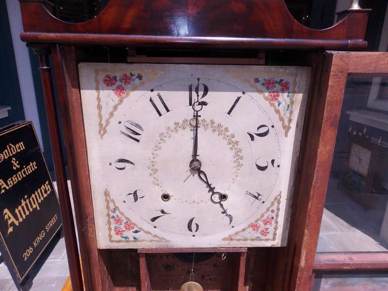 American Mahogany Pillar and Scroll Mantel Clock by  Eli Terry, Circa 1820 In Excellent Condition For Sale In Hollywood, SC