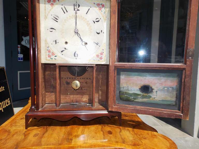 19th Century American Mahogany Pillar and Scroll Mantel Clock by  Eli Terry, Circa 1820 For Sale