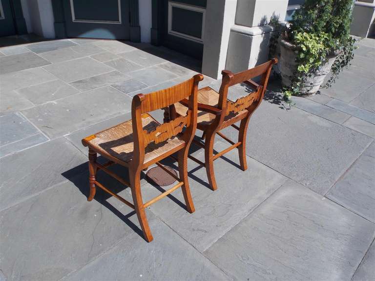 Set of Eight American Tiger Maple and Walnut Fancy Chairs.  Circa 1810 In Excellent Condition For Sale In Hollywood, SC