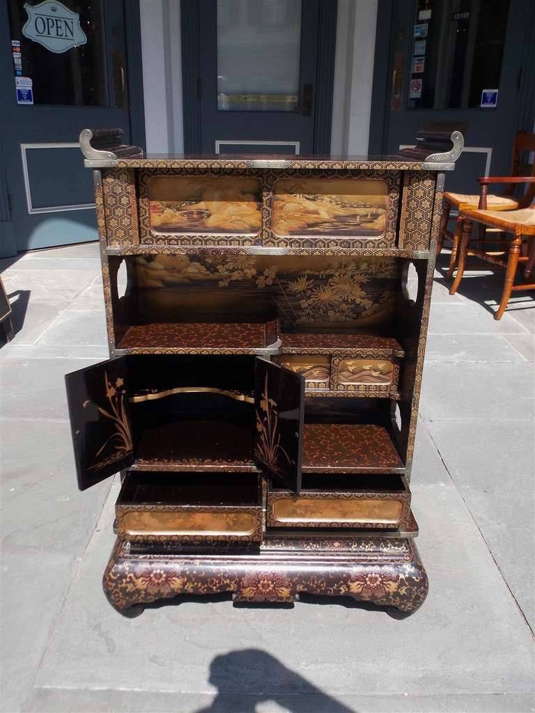 19th Century Japanese Lacquered and Stenciled Cabinet on Stand. Circa 1840