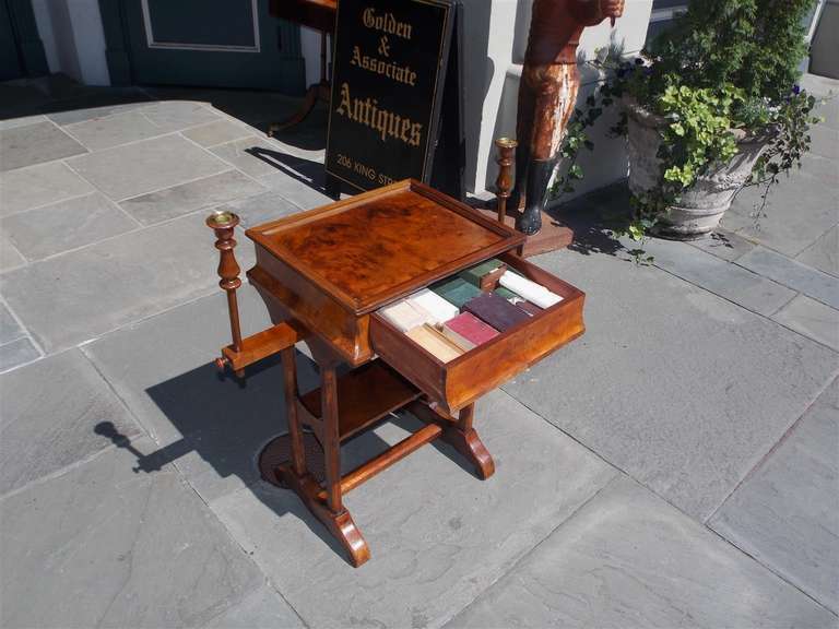 English Burl Walnut Candle Arms Games Table, Circa 1800 In Excellent Condition In Hollywood, SC