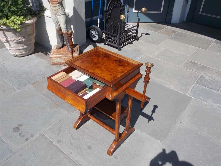 Early 19th Century English Burl Walnut Candle Arms Games Table, Circa 1800