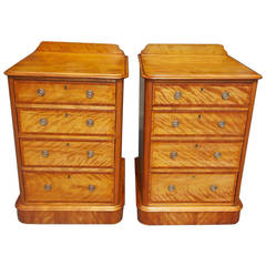 Antique Pair of English Satinwood and Tulipwood Commodes, Circa 1830