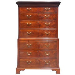 English Chippendale Mahogany Chest on Chest with Brushing Slide, Circa 1770