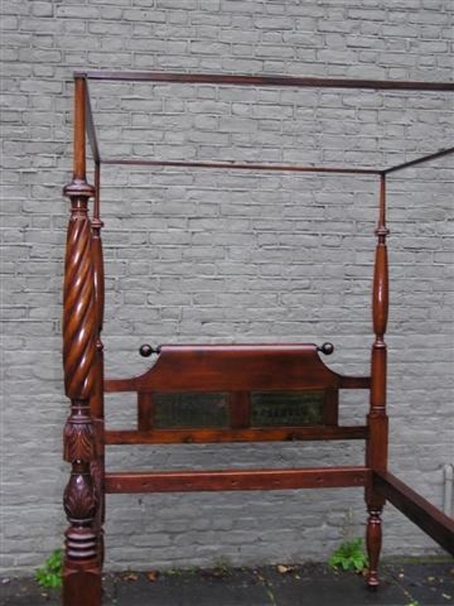 Mid-19th Century American Sheraton Mahogany and Painted Four-Poster Bed, Circa 1830