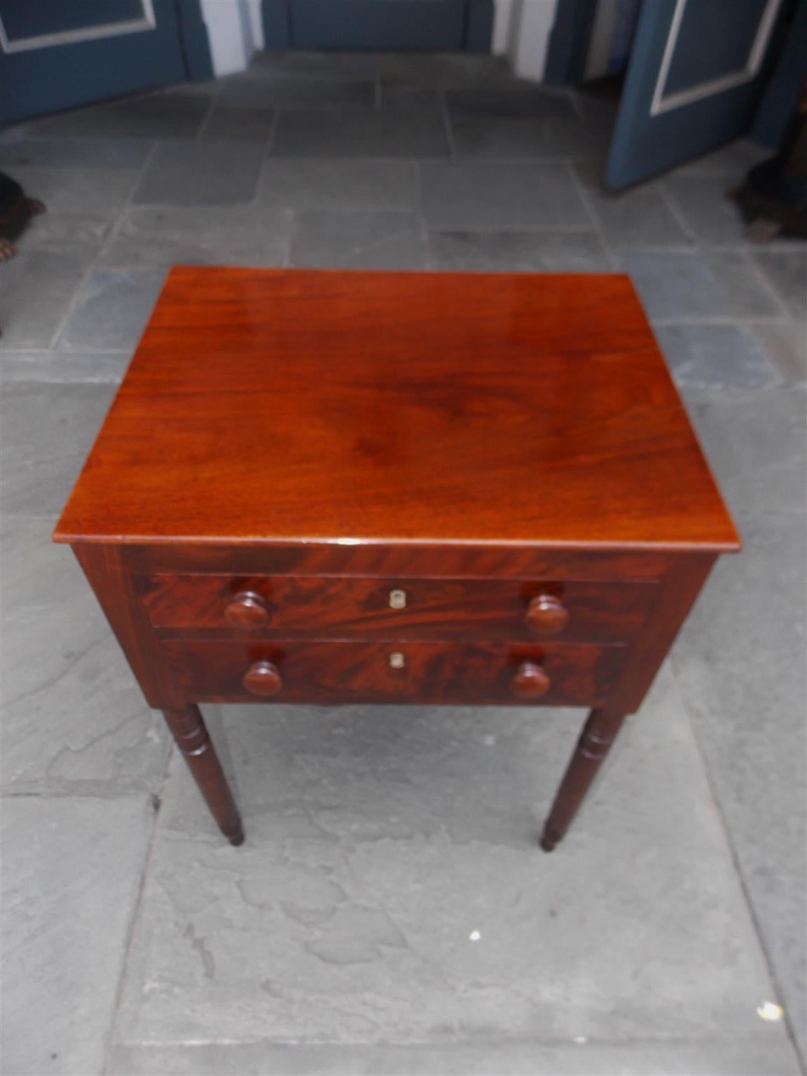 Mid-19th Century American Sheraton Mahogany Side Table, Circa 1830