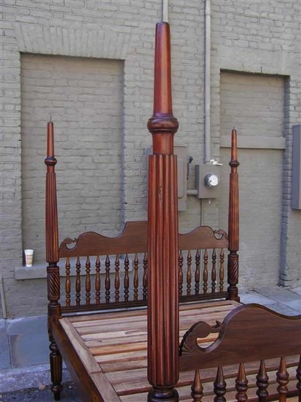British Colonial Caribbean Mahogany Reeded and Barley Twist Four Poster Bed, Circa 1820 For Sale