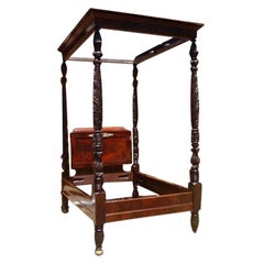 American Mahogany Classical Acanthus Carved Four Poster Tester Bed, Phil. C 1810