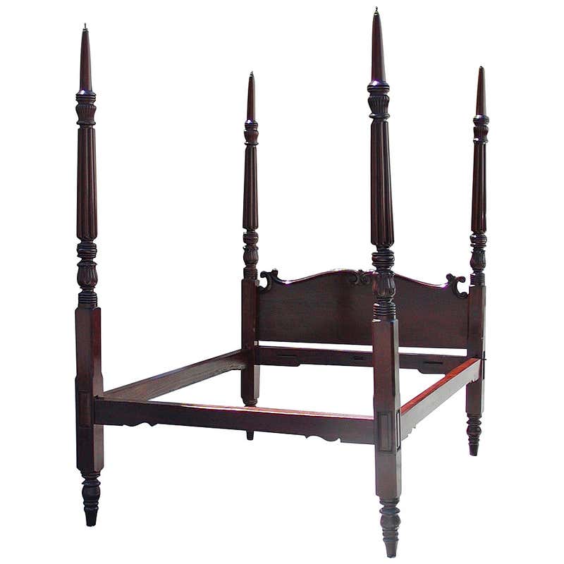 Charleston Mahogany Inlaid Four Poster Rice Bed. Circa 1810 For Sale at ...