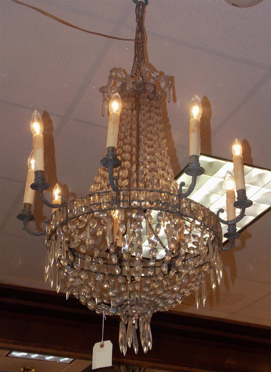 English Regency Bronze and Crystal Chandelier, Circa 1815 In Excellent Condition For Sale In Hollywood, SC