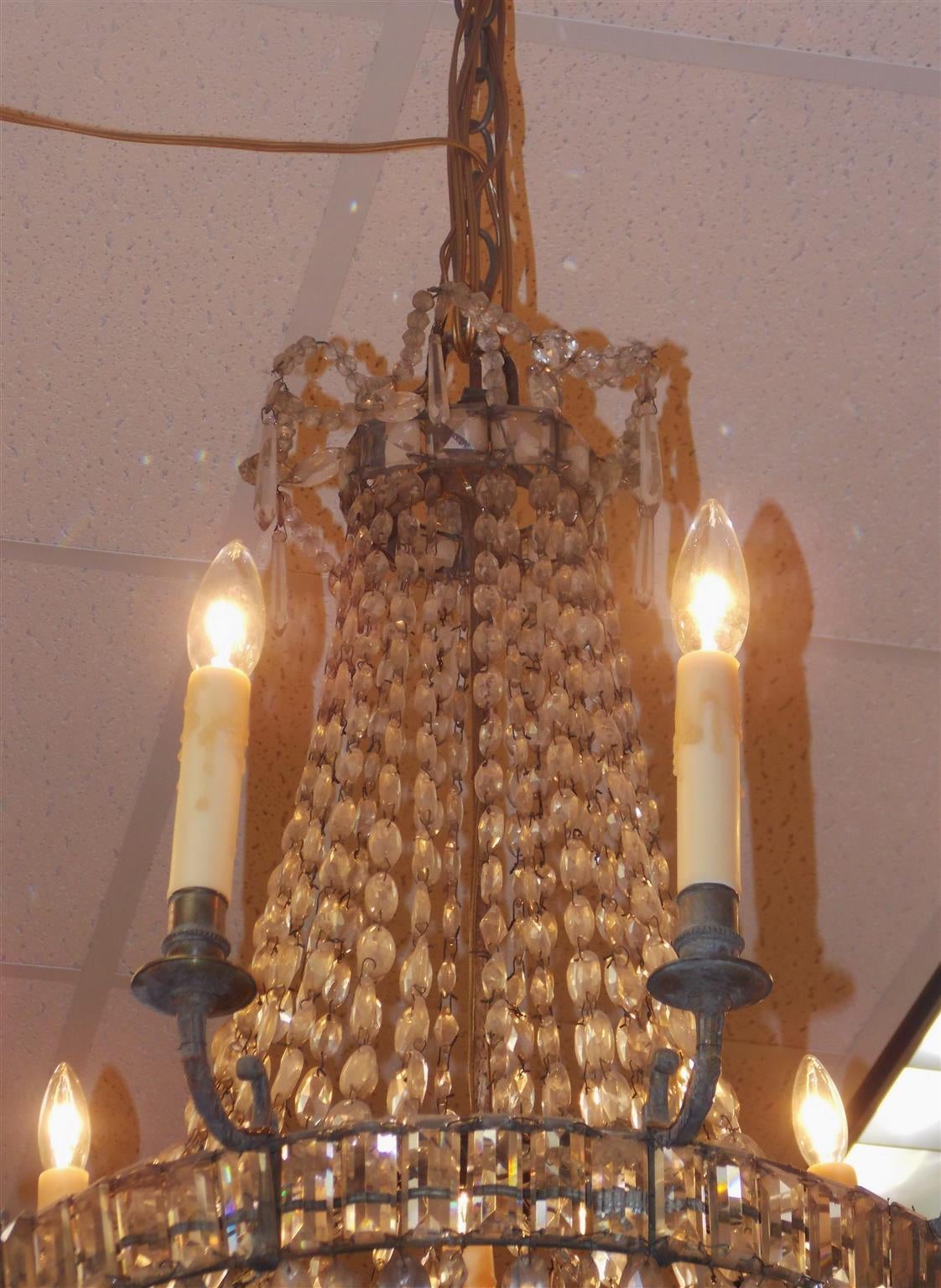 Early 19th Century English Regency Bronze and Crystal Chandelier, Circa 1815 For Sale