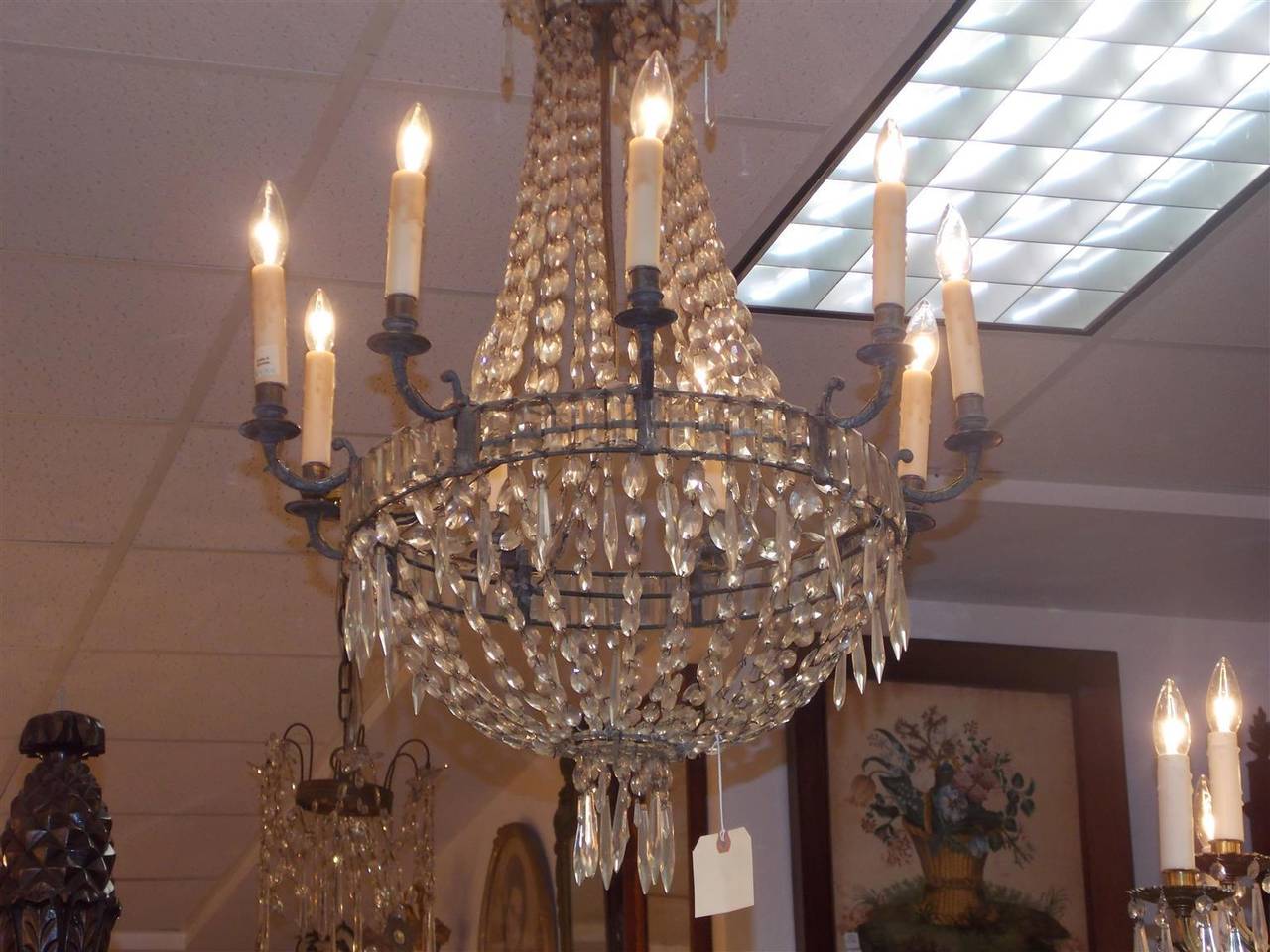 English Regency Bronze and Crystal Chandelier, Circa 1815 For Sale 1