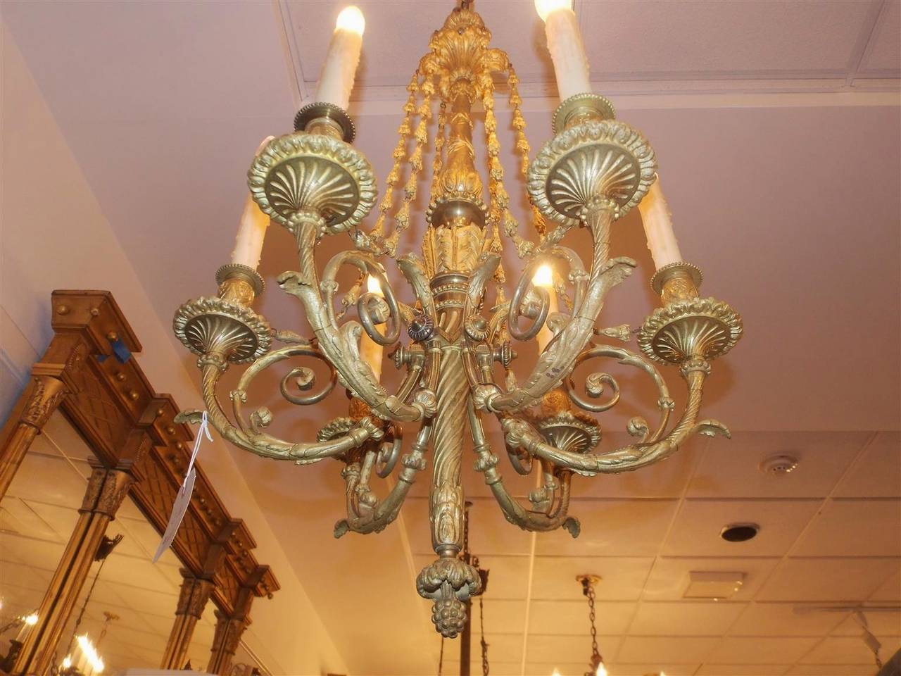 French Gilt Bronze Decorative Floral Chandelier, Circa 1820 In Excellent Condition In Hollywood, SC