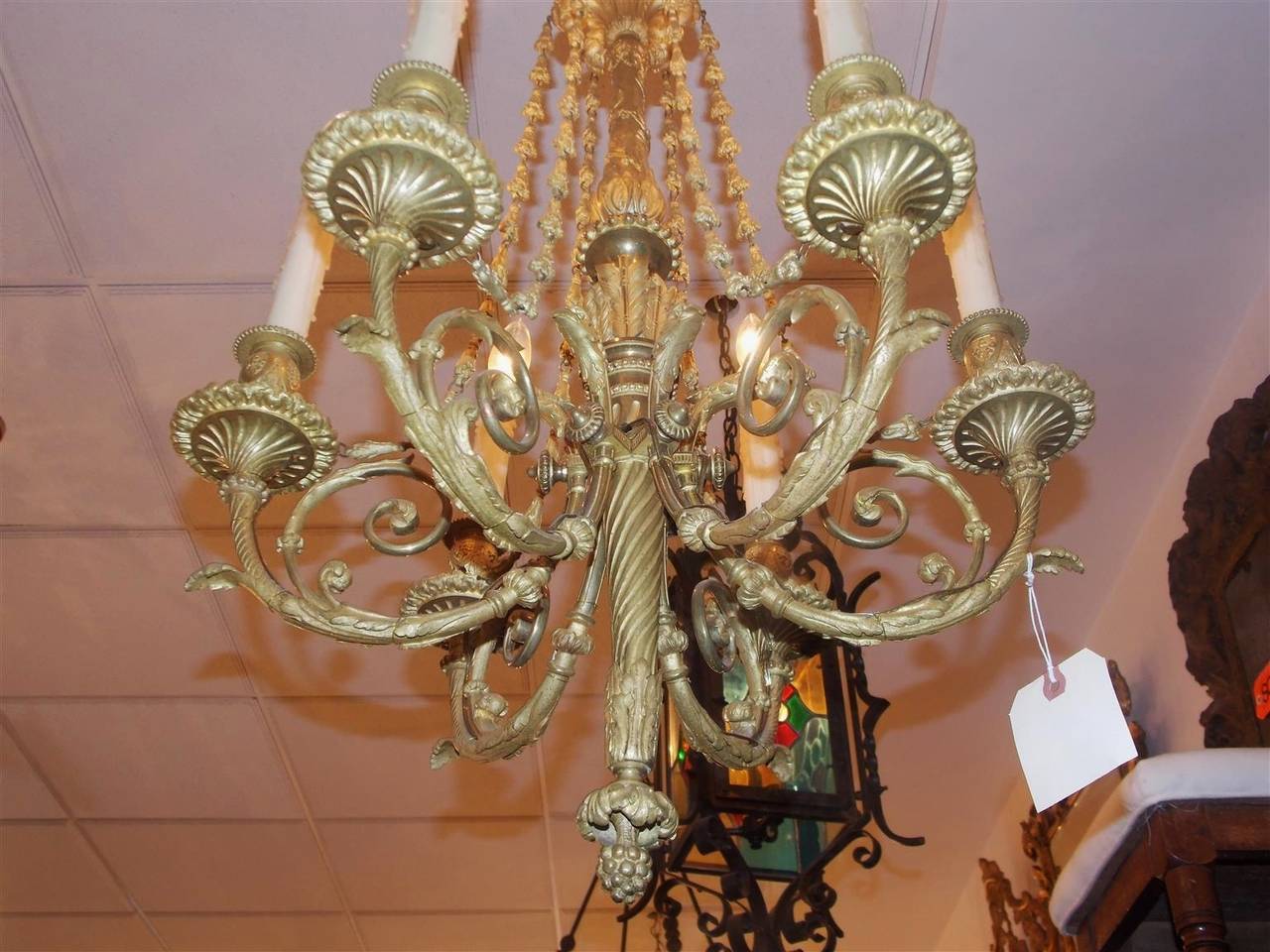 Early 19th Century French Gilt Bronze Decorative Floral Chandelier, Circa 1820