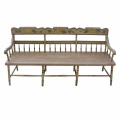 American Fancy Painted Grape Vine Spindle Bench . Baltimore , Circa 1820 3