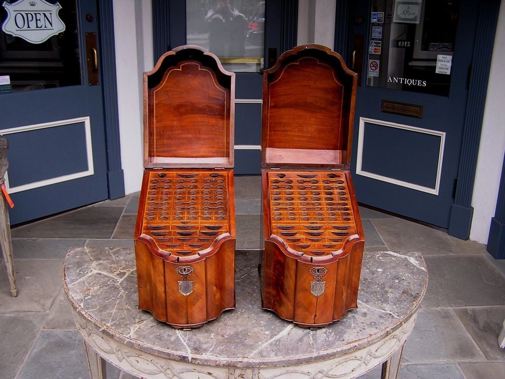 18th Century and Earlier Pair of Mahogany Cutlery Boxes
