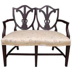 English Chippendale Mahogany Shield Back Settee, Circa 1790 5