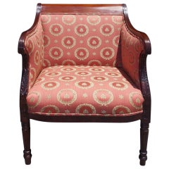 American Regency Mahogany Acanthus Foliage Upholstered Armchair Baltimore C 1815