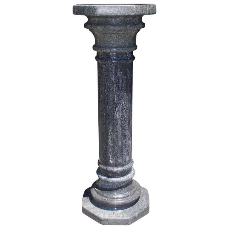 Italian Gray Marble Fluted Pedestal, Circa 1870 For Sale at 1stdibs