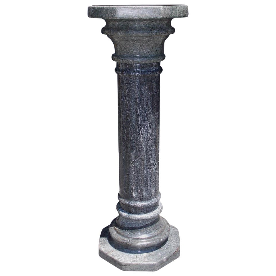 Italian Gray Marble Fluted Pedestal, Circa 1870 For Sale