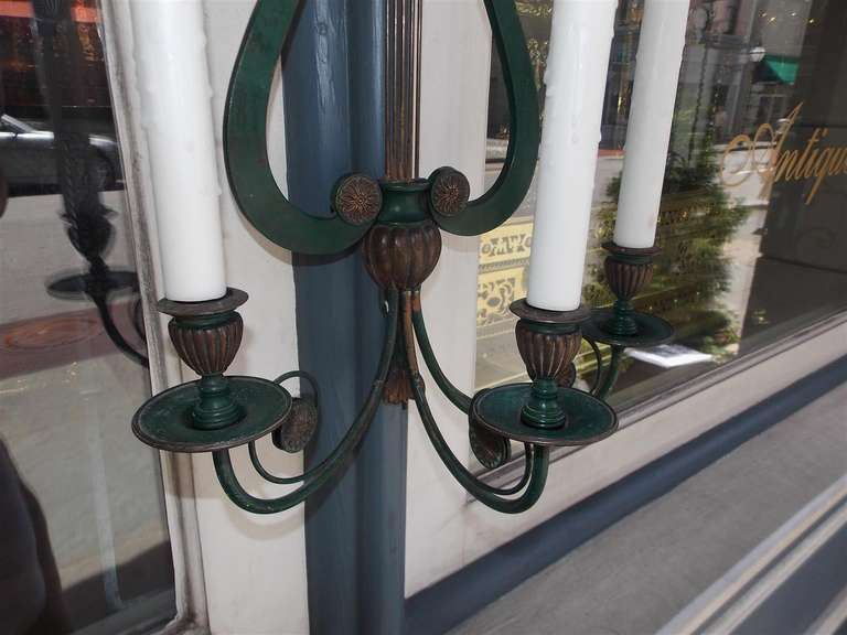 Fine XIX secolo Coppia di applique americane in bronzo e verniciate, Sterling Bronze Co. NY in vendita