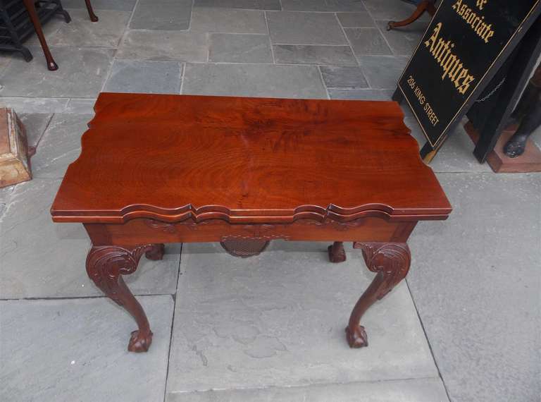 British English Chippendale Mahogany Game Table, Circa 1780