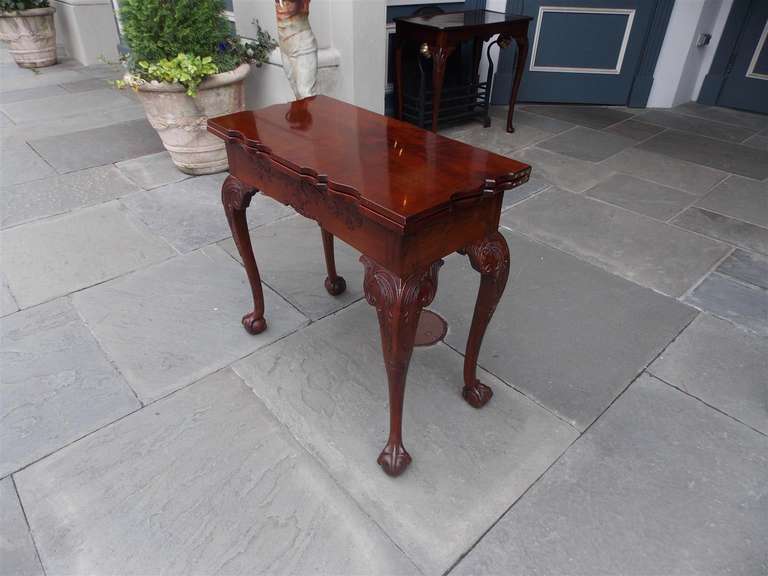 18th Century and Earlier English Chippendale Mahogany Game Table, Circa 1780