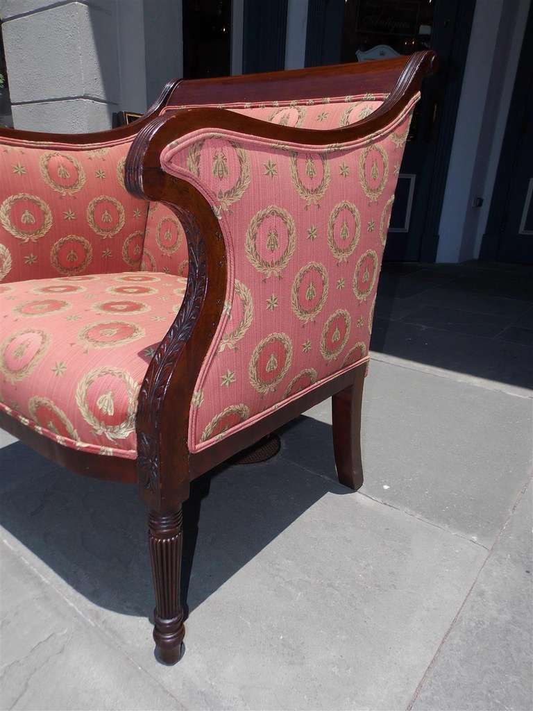 Sculpté à la main Fauteuil américain en acajou, Baltimore, datant d'environ 1820 en vente