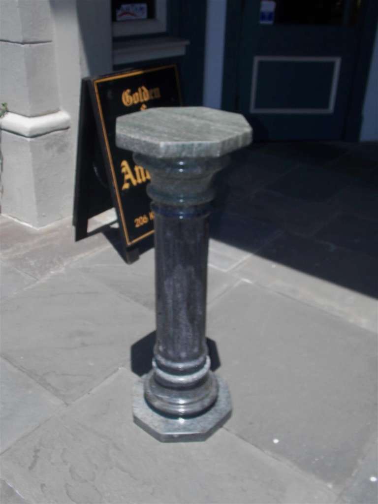 Italian Gray Marble Fluted Pedestal, Circa 1870 In Excellent Condition For Sale In Hollywood, SC