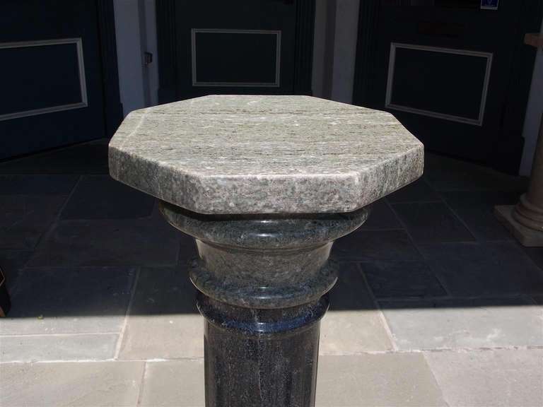 19th Century Italian Gray Marble Fluted Pedestal, Circa 1870 For Sale