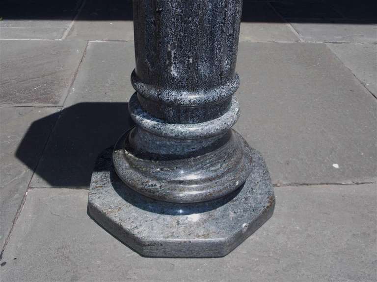 Italian Gray Marble Fluted Pedestal, Circa 1870 For Sale 1