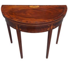 American Mahogany Demilune Inlaid Game Table, Virginia, Circa 1790 12