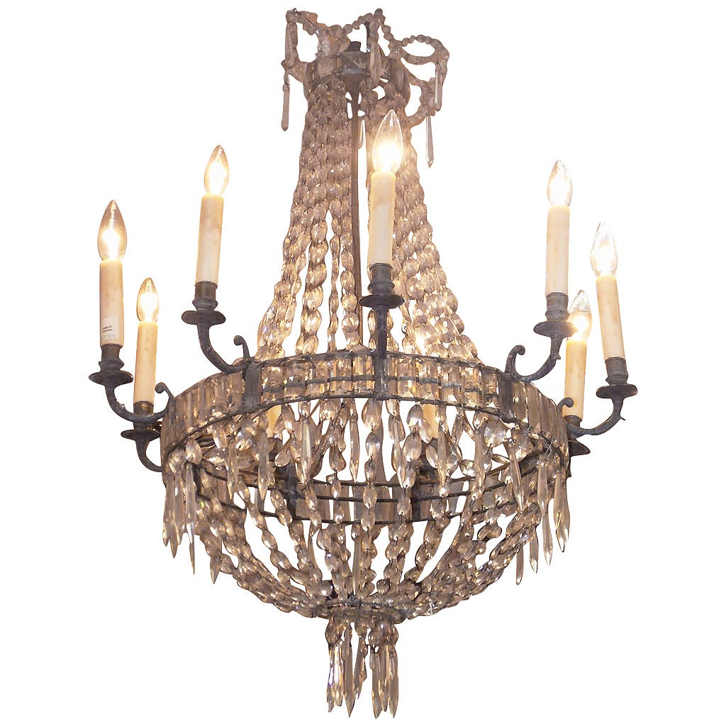 English Regency Bronze and Crystal Chandelier, Circa 1815 For Sale