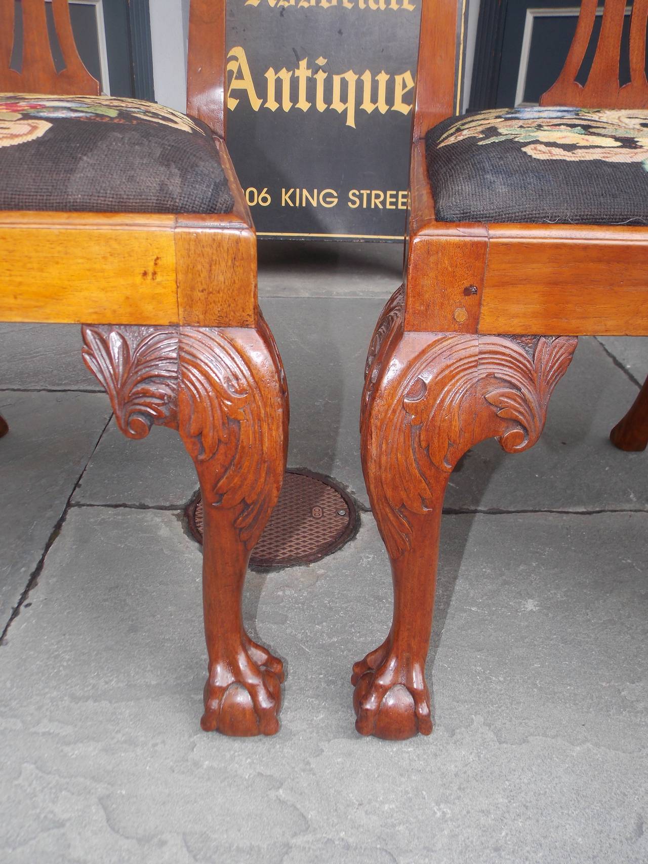 Set of Four English Chippendale Walnut Side Chairs, Circa 1770 For Sale 3