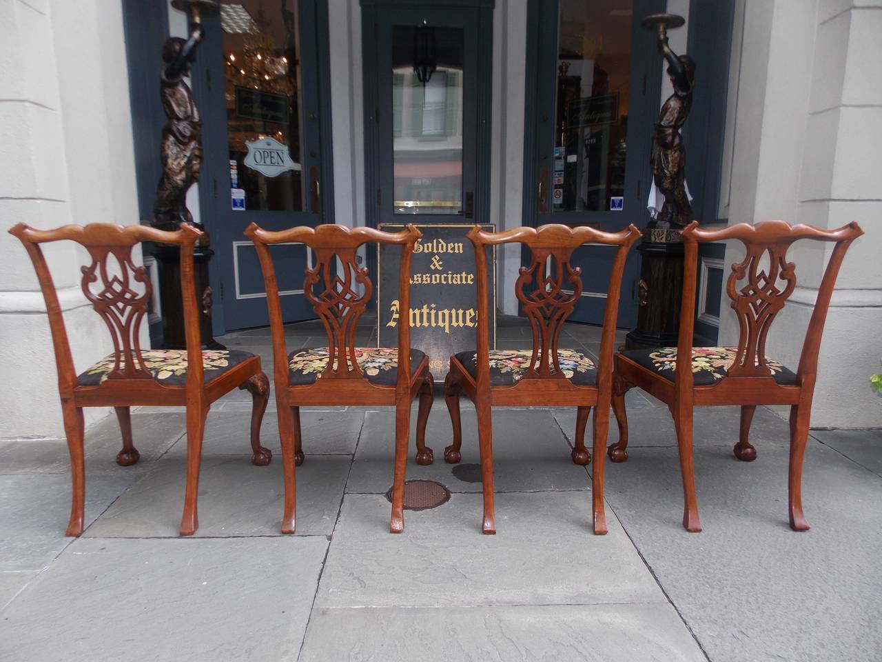 Set of Four English Chippendale Walnut Side Chairs, Circa 1770 For Sale 5