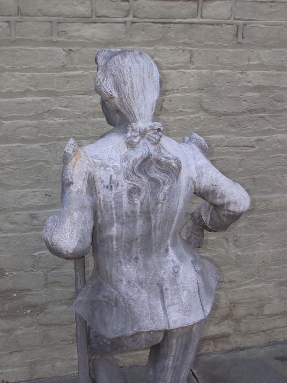 Edwardian English Gentleman Garden Statue Comprised of Lead.  Early 20th Century