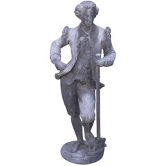 English Gentleman Garden Statue Comprised of Lead.  Early 20th Century