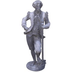 English Gentleman Garden Statue Comprised of Lead. Early 20th Century