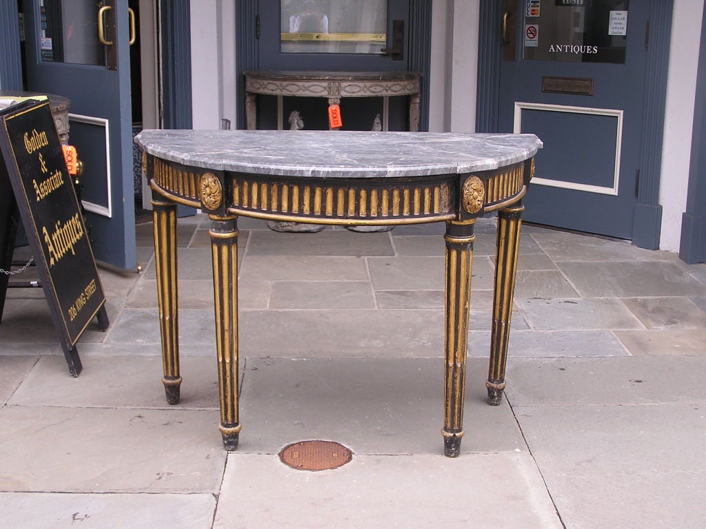 Consola Superior Demi-Lune Marbe Pintada y Dorada a la Italiana. Circa 1770 Neoclásico en venta