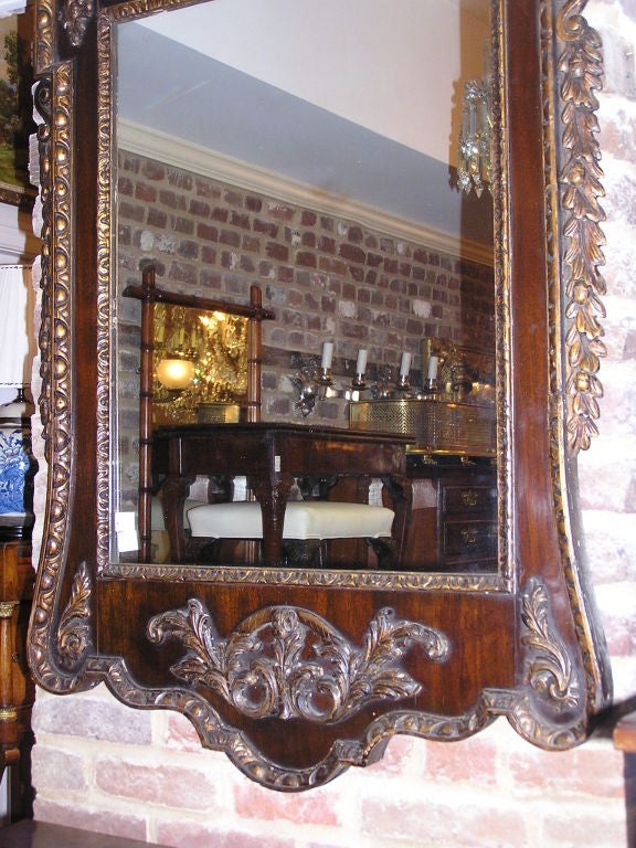 Mid-18th Century English Chippendale Mahogany & Gilt Prince Of Wales Wall Mirror . Circa 1760 For Sale
