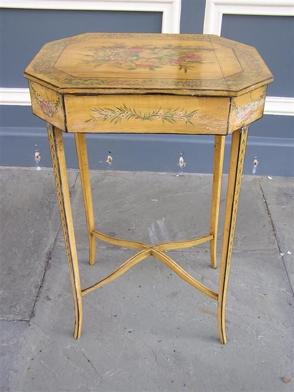 Louis XVI French Painted & Carved Floral Dressing Table,  Circa 1790 For Sale