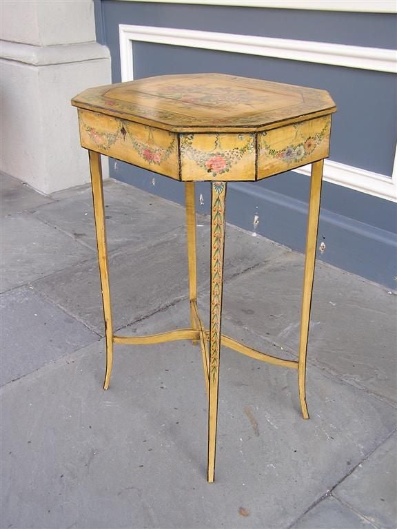 Hand-Carved French Painted & Carved Floral Dressing Table,  Circa 1790 For Sale