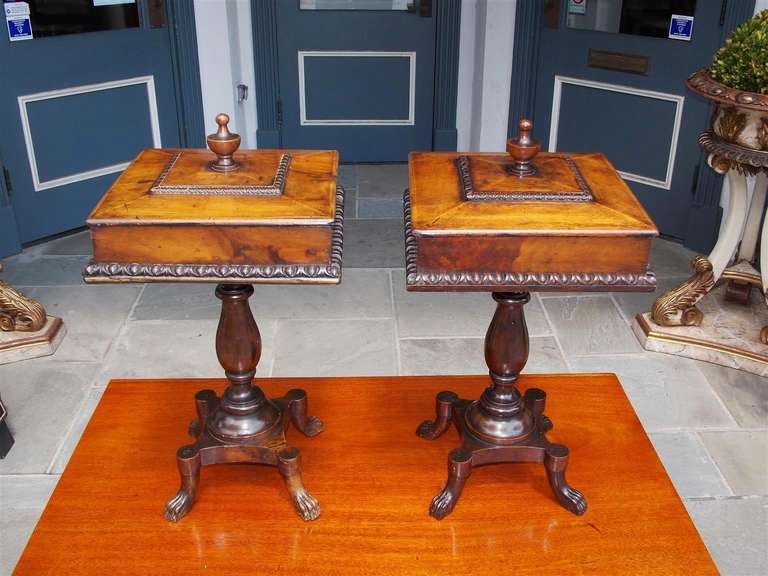 George III Pair of English Mahogany Lambs Tongue Humidors , Circa 1790 For Sale