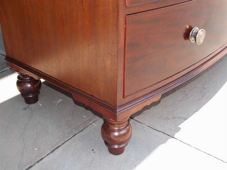 English Regency Mahogany Bow Front Linen Press 5