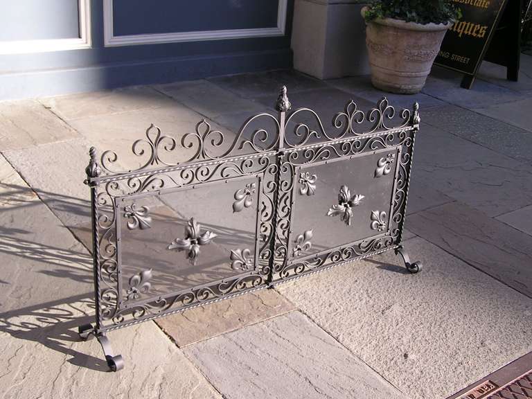 19th Century French Wrought Iron Free Standing Two Panel Screen For Sale