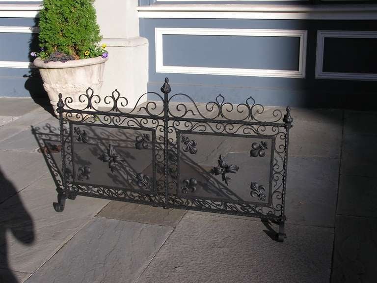 French Wrought Iron Free Standing Two Panel Screen For Sale 1