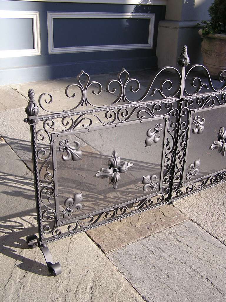 French Wrought Iron Free Standing Two Panel Screen For Sale 2