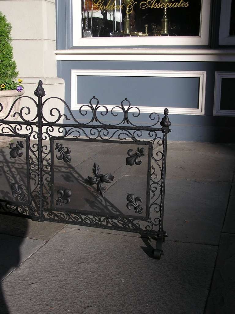 French Wrought Iron Free Standing Two Panel Screen For Sale 4