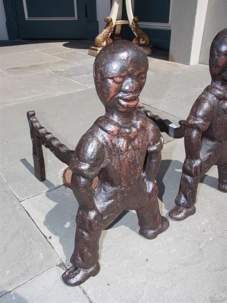 Pair of American Cast Iron Sailor Andirons 1