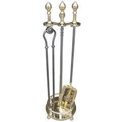 American Lemon Top Brass and Polished Steel Tools on Stand NY